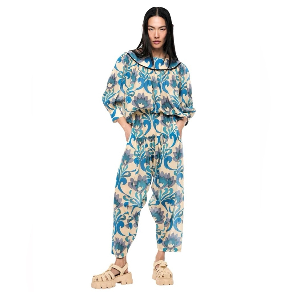 SMYTHE Blue Cotton Patterned Matching Set in Sz XS